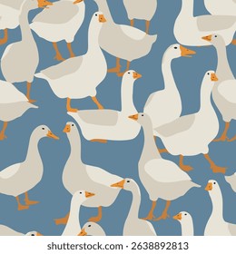 Modern vector seamless pattern with geese. Wallpaper retro design, perfect for textile, paper, scrapbooking
