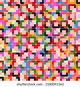 Modern vector seamless pattern graphics made with bizarre psychedelic color gradients and abstract geometric shapes and minimalist geometry forms. 
