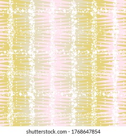 Modern vector seamless pattern with simple flowers and abstract chevron background. Fabric look geometric repeat in retro pastel colors with zig zag shapes 
