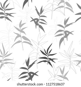 Modern vector seamless pattern with stylized twigs and leaves.