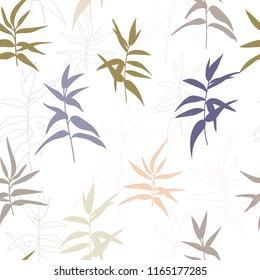 Modern vector seamless pattern with stylized twigs and leaves.