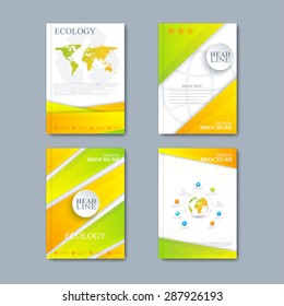 Modern vector set of brochures in the ecology style for your design 