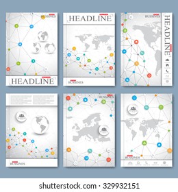 Modern vector set of brochures, magazine, flyer, booklet, cover or report in A4 size. Business design.