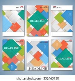 Modern vector set of brochures, magazine, flyer, booklet, cover or report in A4 size. Business design.