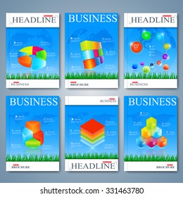 Modern vector set of brochures, magazine, flyer, booklet, cover or report in A4 size. Business design.