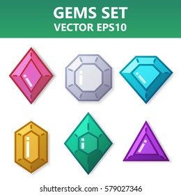 Modern vector set of colorful gems for website or mobile application. Bright and stylish elements for you design.