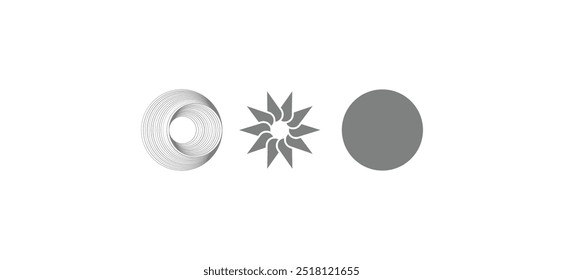 Modern vector set featuring abstract geometric shapes and circle icons, perfect for creative illustrations, offering sleek designs for innovative branding and digital projects.