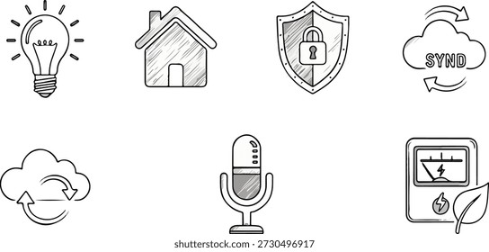 A modern vector set of icons representing digital life, technology, and connectivity, ideal for illustrating concepts related to the internet and smart devices.