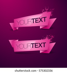 Modern vector set of origami paper banners with splash effects