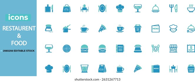 Modern vector set for restaurants, chefs, and food services