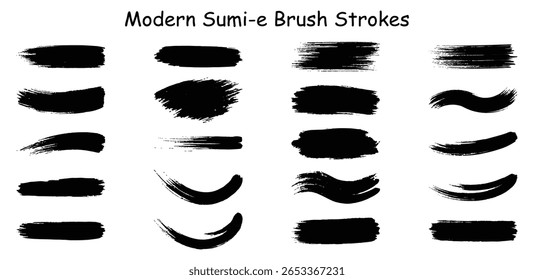 A modern vector set of Sumi-e style ink brush strokes, ideal for abstract design, backgrounds, textures, and Japanese-inspired compositions.