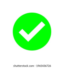 Modern vector sign agree, approve, ratify. Green circle with white check mark. choice, success, task done. Simple vector for choice need. printable, public use, symbol and 
icon success background.