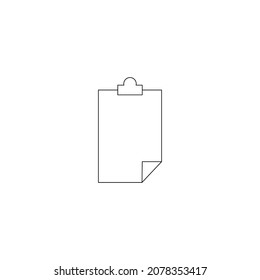Modern vector sign for sites, apps, advertisement, banners, internet pages. Editable stroke. Line icon of curled page on blank clipboard for notes 
