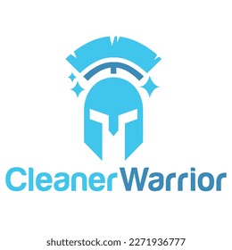Modern vector simple cleaner warrior sparta logo design icon template. home cleaning service vector illustration for brand, company, service. Isolated on white background