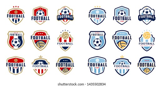 Modern vector soccer logo set. Soccer Logos, American Logo Sports. Set of soccer football crests and logo emblem designs