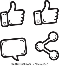 Conjunto moderno de elementos de compartilhamento e como mídias sociais de vetor