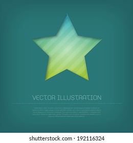 Modern vector star icon with bright colorful striped background. Cut out style with inner shadow.