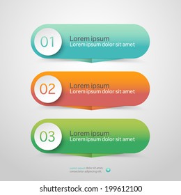 Modern vector steps, progress banners with colorful tags.