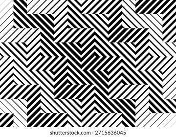 Modern vector striped zigzag. Pattern of black broken lines on a white background. Vector background for covers, advertising, textiles. Wall art. Abstract labyrinths