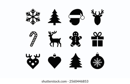 Modern vector style illustration of Christmas themed silhouettes, easily editable.