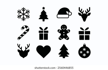 Modern vector style illustration of Christmas themed silhouettes, easily editable.