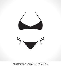 Modern Vector Swimsuits Isolated on White Background. Black Fashion Bikini Icon