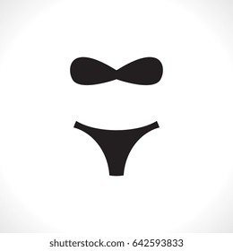 Modern Vector Swimsuits Isolated on White Background. Black Fashion Bikini Icon