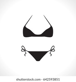 Modern Vector Swimsuits Isolated on White Background. Black Fashion Bikini Icon