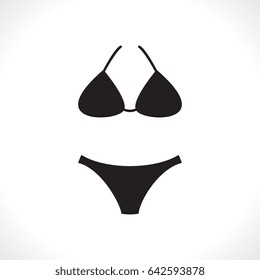 Modern Vector Swimsuits Isolated on White Background. Black Fashion Bikini Icon