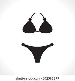 Modern Vector Swimsuits Isolated on White Background. Black Fashion Bikini Icon