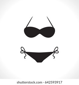 Modern Vector Swimsuits Isolated on White Background. Black Fashion Bikini Icon