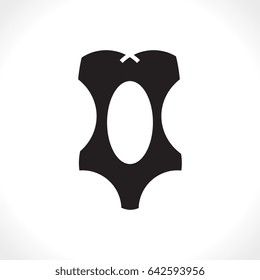 Modern Vector Swimsuits Isolated on White Background. Black Fashion Bikini Icon