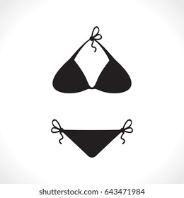 Modern Vector Swimsuits Isolated on White Background. Black Fashion Bikini Icon