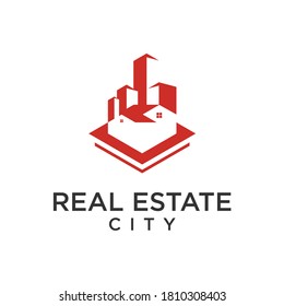 Modern vector symbol design for real estate company. Buildings abstract logo design. City skyline logo layout. Home icon idea. House silhouette. Construction sign.