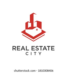 Modern vector symbol design for real estate company. Buildings abstract logo design. City skyline logo layout. Home icon idea. House silhouette. Construction sign.