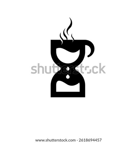 Modern Vector Symbol: Time for Coffee, Hourglass and Cup Design