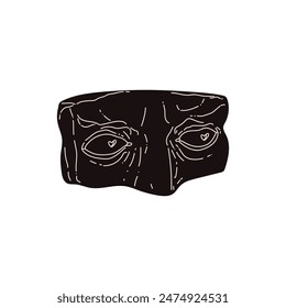 Una versión moderna de Vector de la antigua escultura que representa el icónico fragmento de la Cabeza de David, renderizado en un elegante estilo plano negro. Ideal para decoración temática o enseñanza.