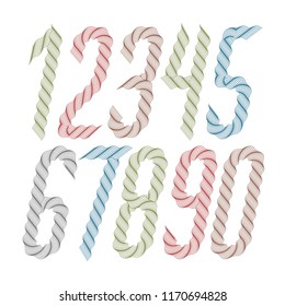 Modern vector tall italic digits, funky numerals collection created with guilloche ornate, can be used in poster design as banking services advertising.
