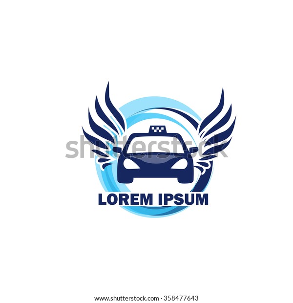 Modern vector\
taxi cab logo. Logo for taxi company. Car logo. Illustration of\
taxi car with wings. Logo for taxi\
cab