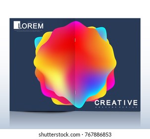 Modern vector template for bi fold brochure, leaflet, flyer, cover, catalog, magazine or annual report in A4 size. Colorful texture and gradients. Futuristic trendy design