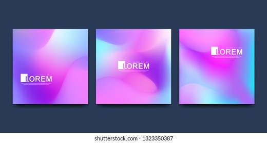 Modern vector template for brochure cover banner. Abstract fluid 3d shapes vector trendy liquid colors backgrounds set. Colored fluid graphic composition illustration.