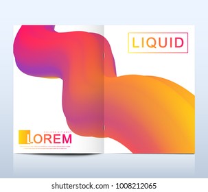 Modern vector template for brochure, leaflet, flyer, cover, catalog in A4 size. Abstract fluid 3d shapes vector trendy liquid colors backgrounds set. Colored fluid graphic composition illustration