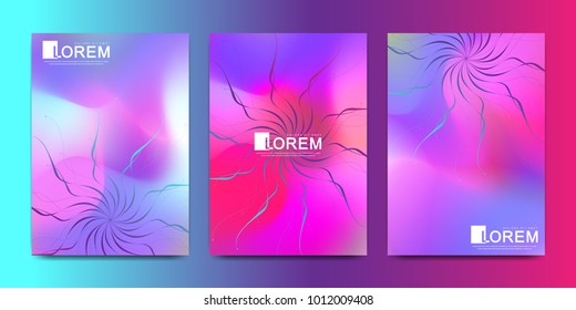 Modern vector template for brochure, leaflet, flyer, cover, catalog in A4 size. Abstract fluid 3d shapes vector trendy liquid colors backgrounds set. Colored fluid graphic composition illustration