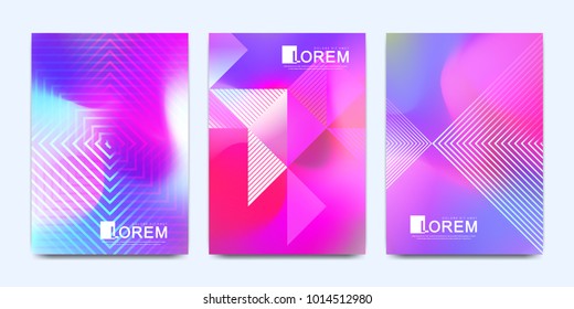Modern vector template for brochure, leaflet, flyer, cover, catalog in A4 size. Abstract fluid 3d shapes vector trendy liquid colors backgrounds set. Colored fluid graphic composition illustration