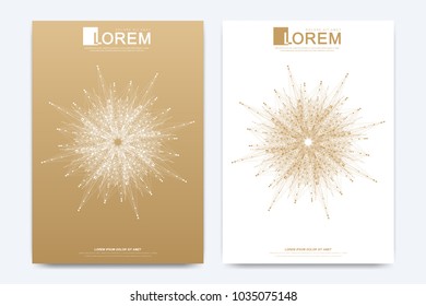 Modern vector template for brochure Leaflet flyer advert cover catalog magazine or annual report. Golden layout in A4 size. Business, science and technology design. Presentation with golden mandala
