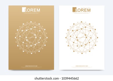 Modern vector template for brochure Leaflet flyer advert cover catalog magazine or annual report. Geometric pattern with connected lines and dots. Cybernetic dots. Lines plexus. Card surface