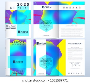 Modern vector template for brochure, leaflet, flyer, cover, catalog in A4 size. Abstract fluid 3d shapes vector trendy liquid colors backgrounds set. Colored fluid graphic composition illustration