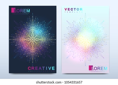 Modern vector template for brochure, leaflet, flyer, cover, catalog, magazine or annual report in A4 size. Business, science and technology design book layout. Presentation with mandala. Card surface