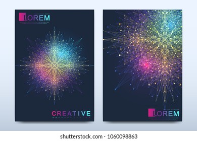 Modern vector template for brochure, leaflet, flyer, cover, catalog, magazine or annual report in A4 size. Business, science and technology design book layout. Presentation with mandala. Card surface