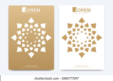 Modern vector template for brochure, Leaflet, flyer, advert, cover, magazine or annual report. A4 size. Islamic design book layout. Abstract golden presentation in islamic style